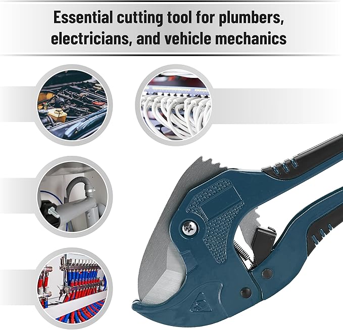 Bates- PVC Pipe Cutter, Cuts up to 1-1/4", Teal Blue Ratcheting PVC Pipe Cutter Tool, Pipe Cutters PVC Pipe Shears, Plastic Pipe Cutter, PEX Pipe Cutter, PVC Cutter Tool, PVC Ratchet Cutter