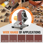 Mini Electric Belt-Sander Knife-Sharpener Sanding Machine - Small Bench Grinder Kit 7 Speed Adjustable Power Polisher DIY Polishing Grinding Tool For Knife Making, Wood Metal Working, Handcraft
