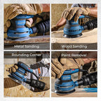 Dong Cheng 5-Inch Random Orbital Sander 380W 12800OPM Electric Palm Sander, 6 Variable Speeds, with 20pcs Sandpaper & Detachable Dust Bag, Power Sander for Woodworking, Sanding & Polishing