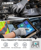 LANON 18 Pairs Safety Work Gloves, Mechanic Working Gloves for Men,Breathable PU Coated, Seamless Knit,Double Wash, Grey, Medium