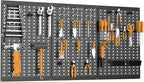 TORACK 3Pcs Metal Pegboard Panels for Garage Wall Utility Tools Storage Pegboard for Workbench, Modular Peg Board Tool Organizer Board Kit(Pack of 3, Black)