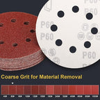 100 PCS 5 Inch Sanding Discs 60 Grit Hook and Loop Adhesive Round Sandpaper for Random Orbital Sander