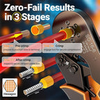 Preciva Ferrule Crimping Tool Kit, Self-Adjustable Ratchet Crimper for AWG 28-5 Ferrules - Includes 1275PCS Hexagonal Double & Single Wire Connectors