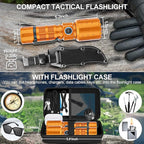 Flashlights High Lumens Rechargeable, Super Bright Long Range Small Powerful Flashlight, 6 Modes LED Tactical Pocket Waterproof Flash Light for Home Emergency (2, Orange)