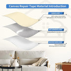 KING MOUNTAIN Canvas Repair Patch 16×30 Inch Self-Adhesive Waterproof Fabric Patch for Sofas, Tents, Furniture,Tote Bags, Car Seats (Beige1.0)