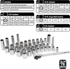 GreatNeck HC82U 82-Piece Mechanic's Tool Set – SAE & Metric, 1/4", 3/8", 1/2" Drive Socket Set, Chrome Vanadium, Posi-Grip No-Slip™, Reversible Ratchets, Storage Case Included