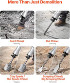 VEVOR Demolition Jack Hammer, MAX 2200W Electric Jackhammer Heavy Duty, 1350 BPM Concrete Breaker 6pcs Chisels Bit Chipping with Case