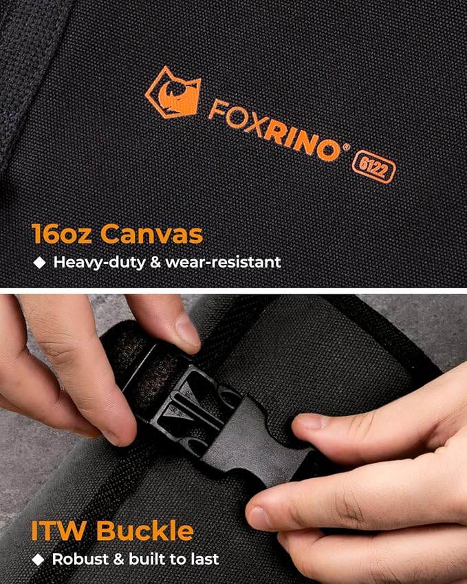 Wrench Roll, Wrench Roll Up Pouch, Gifts for Men Father Dad Mechanic, Heavy Duty Canvas Wrench Organizer Bag (Black, 13+1 SAE)