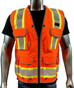 A Reflective Safety Vest For men Class 2 Heavy Woven Two Tone Engineer Hi Viz Safety Vest 3M Tape