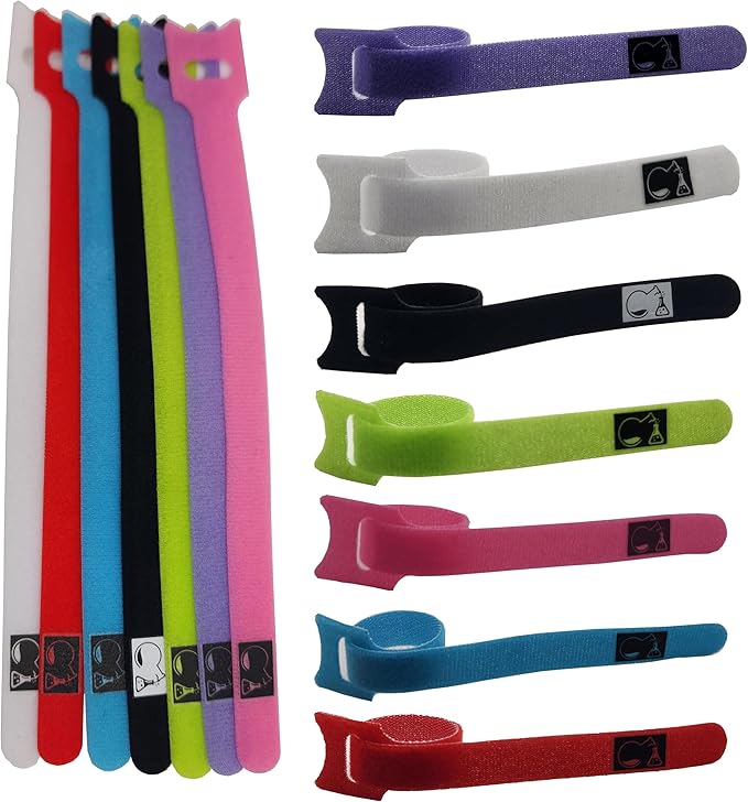 CableLock Cable Ties - 50 Pack - 8 Inch Reusable Cord Organizers - Clean Cable Management for Gaming and Home Office (Blue)