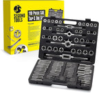 Segomo Tools 110 Piece Hardened Alloy Steel SAE Tap And Die Threaded Set With Case - TD110SAE
