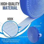 TNP Hook and Loop Tape Strap Cable Ties Fastener (Blue) (15 Feet) - Sticky Self Adhesive Nylon Fabric Roll Wrap 0.75" Wide 5 Yards Reusable for Cutting Custom Length Cord Wire Fastening