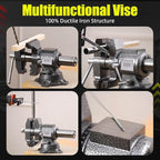 FATO 5-inch Heavy Duty Bench Vise, 360°-Degree Ductile Iron Bench Vise Multi-Purpose Swivel Base and Head With Anvil, Utility Combination Pipe Home Vise for Woodworking