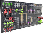 4 Pack Metal Pegboard Panels 24" x 12" Black Heavy Duty Steel Pegboard Wall Organizer, Garage Utility Tools Pegboard Storage System for Workbench, Shop, Shed Modular Peg Board Organizer Board Kit