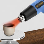 Heat Gun for Vinyl Wrap,Shrink Tubing,Paint,Epoxy Resin,Candle Making,Adjustable Temperature (Blue, Two-Gear Button Temperature Control)