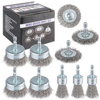 Rocaris 10-Pack Carbon Steel Wire Wheel, Cup, Pen Brush Set with 1/4-Inch Hex Shank for Rust Removal, Corrosion and Scrubbing Surfaces