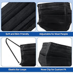 JMU 500 Pcs Black Disposable Face Masks, 4-Ply Protection ASTM Level 3 Medical Masks for Adults, 10 Box
