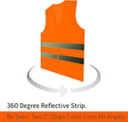 PeerBasics Safety Vest Bulk 12 Pack - Orange Reflective High Visibility, Men Women