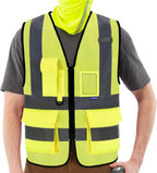 A-SAFETY High Visibility Mesh Safety Reflective Vest with Pockets and Zipper,Hi Vis Viz Reflective Safety Vest(Yellow Mesh M)