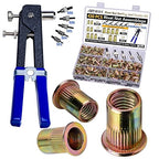 Pressure Rivet Nut Tool Kit, 430Pcs Metric Rivet Nut Combination (M8/M6/M5/M4/M3), Suitable for Furniture, Decoration, Automotive, Marine and Industrial Applications
