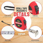 50 Pcs 6 FT Mini Tape Measure Retractable Bulk Small Measuring Tape Pocket Size Measurement Tool for Operation Christmas Items Party Favor Gifts Stuffers for Men(Red)
