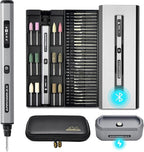 AM ARROWMAX Mini Engraving Pen, Rotary Tool with 42 Bits, Aluminum Case, Smart Motion Control, OLED, APP, Magnetic Charger, Tool Bag, Engraving Pen for Jewelry, Wood, Glass, Carving (SGS PRO Plus)