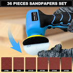 16.8V Cordless Electric Sander with 36PCS Sandpapers, 3500 RPM, 2Pcs 3.0Ah Batteries, Lightweight & Compact Design for Wood, Metal, Paint Removal, and DIY Projects