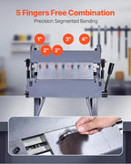VEVOR Box and Pan Brake, 12 in Sheet Metal Bending Brake, 20-Gauge Mild Steel Capacity, 0-135 Degree Adjustable, Metal Bender Machine with 5 Fingers, Heavy-Duty Aluminum Folder for Precise Bending