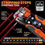 SOMELINE Spade Connector Crimping Tool Kit 24–14 AWG, 40 Types 2.8/4.8/6.3/7.8 mm Quick Disconnect Non-Insulated Connectors and Terminal Housings – Open Barrel Crimping Tool & Automatic Wire Stripper