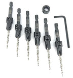 FTG USA Countersink Drill Bit Set for Wood with Tapered Drill Bit 6 Pc #6 (9/64")