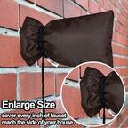 Enlarge Outdoor Faucet Cover for Winter Freeze Protection, 3M Thinsulate, 10"H x 6.3"W Hose Bib Covers for Wall Taps Outside, Waterproof & Frost Free Insulated Spigot Cover, 2 Pcs Faucet Socks - Brown