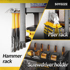SOYEEZE Power Tool Organizer - 8 Drill & Screwdriver Wall Mount, 3 Layer Storage Rack with Hammer & Plier Holder