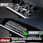 AMM 9-Piece Socket Organizer, 1/2 inch, 3/8 inch and 1/4 inch Drive ABS Tools-Green Socket Holder,Heavy Duty Socket Racks, Premium Quality Socket Clip Rail Holder,The Best Tool Trays in The Garage