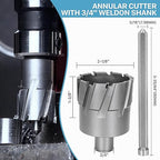 KEENTECH Carbide-Tipped Annular Cutter, 2-1/8" Diameter x 1-3/8" Depth, 3/4" Weldon Shank (2 Flat), High Speed Cutting TCT Mag Drill Bit with Pilot Pin for Harder Material, Stainless Steel, Cast Iron