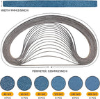 40-Piece 3/8 x 21 Inch 40-400 Grit Zirconia Sanding Belts, Heavy Duty Long-lasting Mini Sanding Bands for Belt Sander, Rust Paint Removal, Wood Metal Grinding and Finishing
