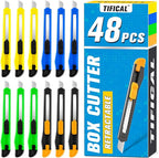48 Pack 9mm Box Cutter Retractable Utility Knife, Razor Knife for Cartons, Box Opener, Disposable Exacto Knife for Home, School use