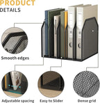 Metal 5-Section File Folder Organizer for Desk | Compact Vertical Desk File Holder | Desktop Paper Sorter for Documents, Notebooks, Books | Black Office Organizer (9.3”x8.5”x7.9”)