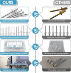 500pcs Pop Rivets Assortment Kit,14 SAE Sizes Aluminum Rivets (3/32" 1/8" 5/32" 3/16" 1/4"), Assorted Blind Rivets with Reinfored Divider & Labeled Case
