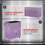 INTERGREAT Tool Chest, Assembled 8-Drawers Rolling Tool Chest with Wheels, Detachable Top Tool Box, Tool Cabinet for Repair Room,Warehouse, Rolling Tool Box with Hooks,Tray Divider,Liners(Purple)