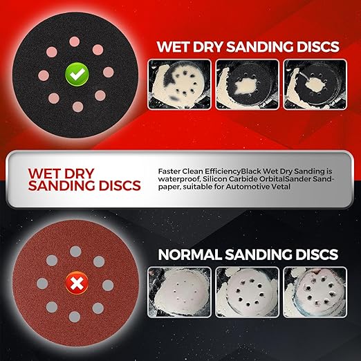 50PCS 5 inch Silicon Carbide Sanding Discs 8000 Grit, Wet Dry Orbital 5 Sander Hook and Loop Sandpaper Disc Ultra Fine Grit, Best for Metal,Automotive Precision Polishing
