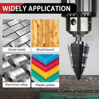 1/4 to 1-3/8 Inch Step Drill Bit, M2 High-Speed Steel Double Fluted Drill bits, Straight Grooved Step Drill Bit for Hole Drilling in Stainless Steel, Copper, Aluminum, Wood, Plastic