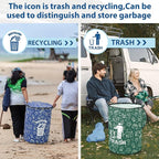 2 Pack Collapsible Trash Can Camping with Zippered Lid Foldable Storage Bin Portable Garbage Can for Outdoor Camping RV's Yard Waste (Trash and Recycling Style)