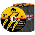 Cut Off Wheels 5", PRETEC 50+5 Pack Metal Cutting Wheel,Thin 125mm Metal & Stainless Steel Fast Cutting Discs for Angle Grinder - 7/8" Arbor Hole, 5" x 1/24" x 7/8" 55 PCS