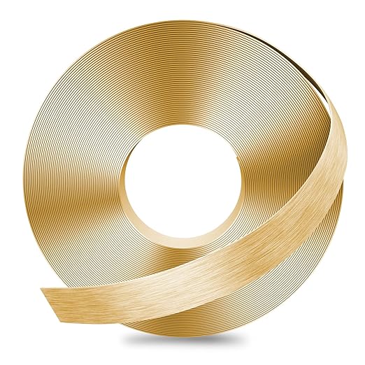 GSCIT Club Gold Edge Banding, 1 Inch x 25ft Aluminum Brushed Edge Banding PVC Edge Trim for Cabinet Repair Furniture