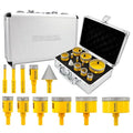 HIGHDRIL Diamond Drill Bits Kit with Triangle Shank for Porcelain Tile Ceramic Marble Brick Concrete Vacuum Brazed Hole Saw(6/8/10/20/25/28/35/45/50/65mm+35mm Hex Shank Chamfer Beveling Bit