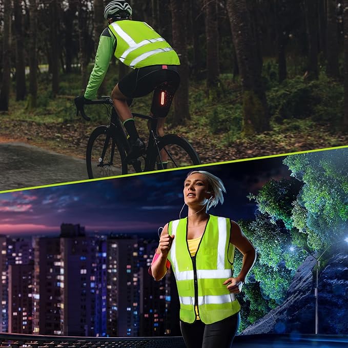 JaGely 20 Pack Reflective Safety Vests with Pockets, High Visibility Mesh Construction Vest for Men Women, Neon Yellow, Size L