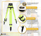 AdirPro Universal Survey Tripod – Laser Level Tripod – Transit Level Tripod - Quick Clamp - Heavy Duty Contractor Tripod 5/8” x 11” Thread (Green Aluminum)