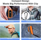 5-in-1 Rechargeable EDC Flat Flashlight, High Lumens Pocket Torch with White LED, Green, UV, Magnetic Base & Clip, Compact Flat Flashlight for Camping, Emergency, Work with Bag (Orange)