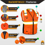 KwikSafety - Charlotte, NC - BIG KAHUNA Safety Vest [2 PACK] Class 2 ANSI OSHA Reflective Vest Durable High Visibility Vest Construction Safety Vest for Men Industrial Work Gear/Orange Medium