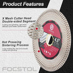 Diamond Tile Saw Blade - 4.5''(115mm) Cutting and Grinding Disc Wheel for Porcelain Ceramic Tile Marble Granite Artificial Stone with X Mesh Rim for Angle Grinder